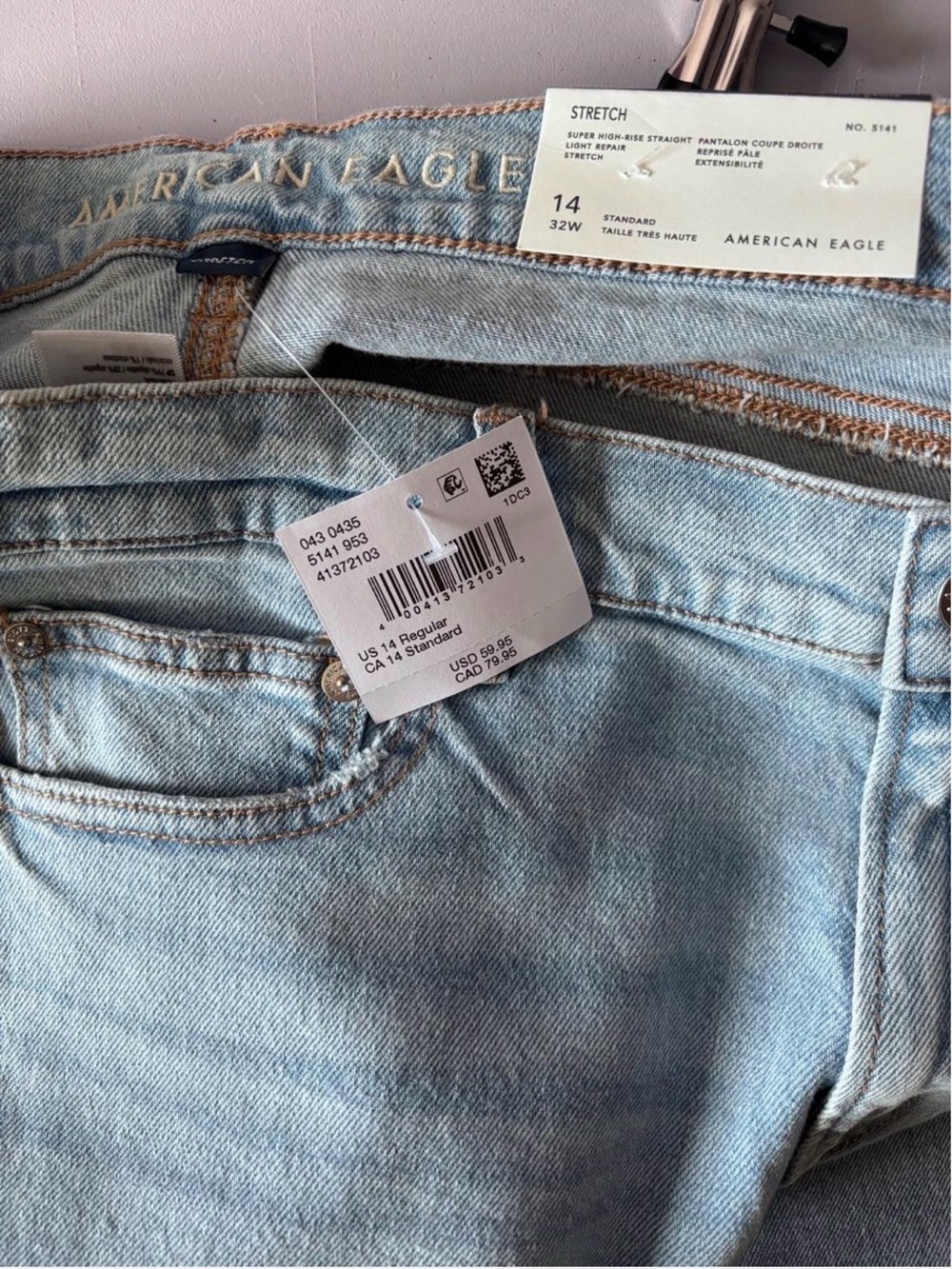 American Eagle Outfitters Super High Rise Straight Jeans Size 14 $70 - Picture 5 of 7